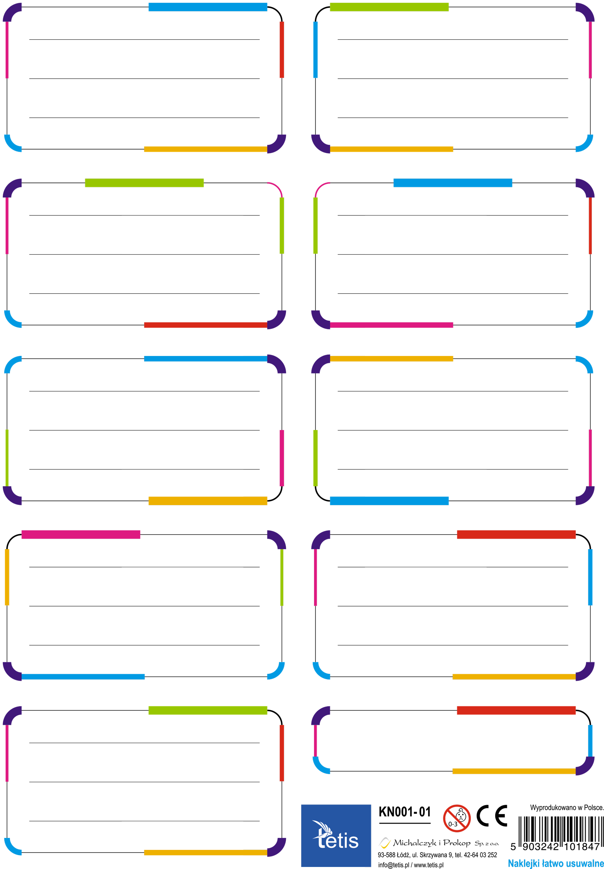 KN001-01 Naklejki na zeszyty