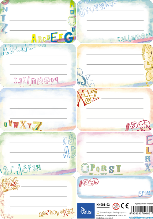 KN001-03 Naklejki na zeszyty
