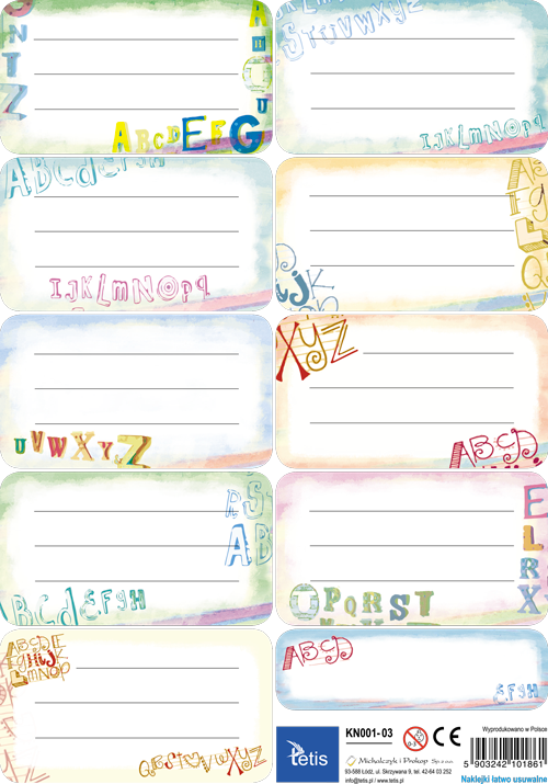 KN001-03 Naklejki na zeszyty