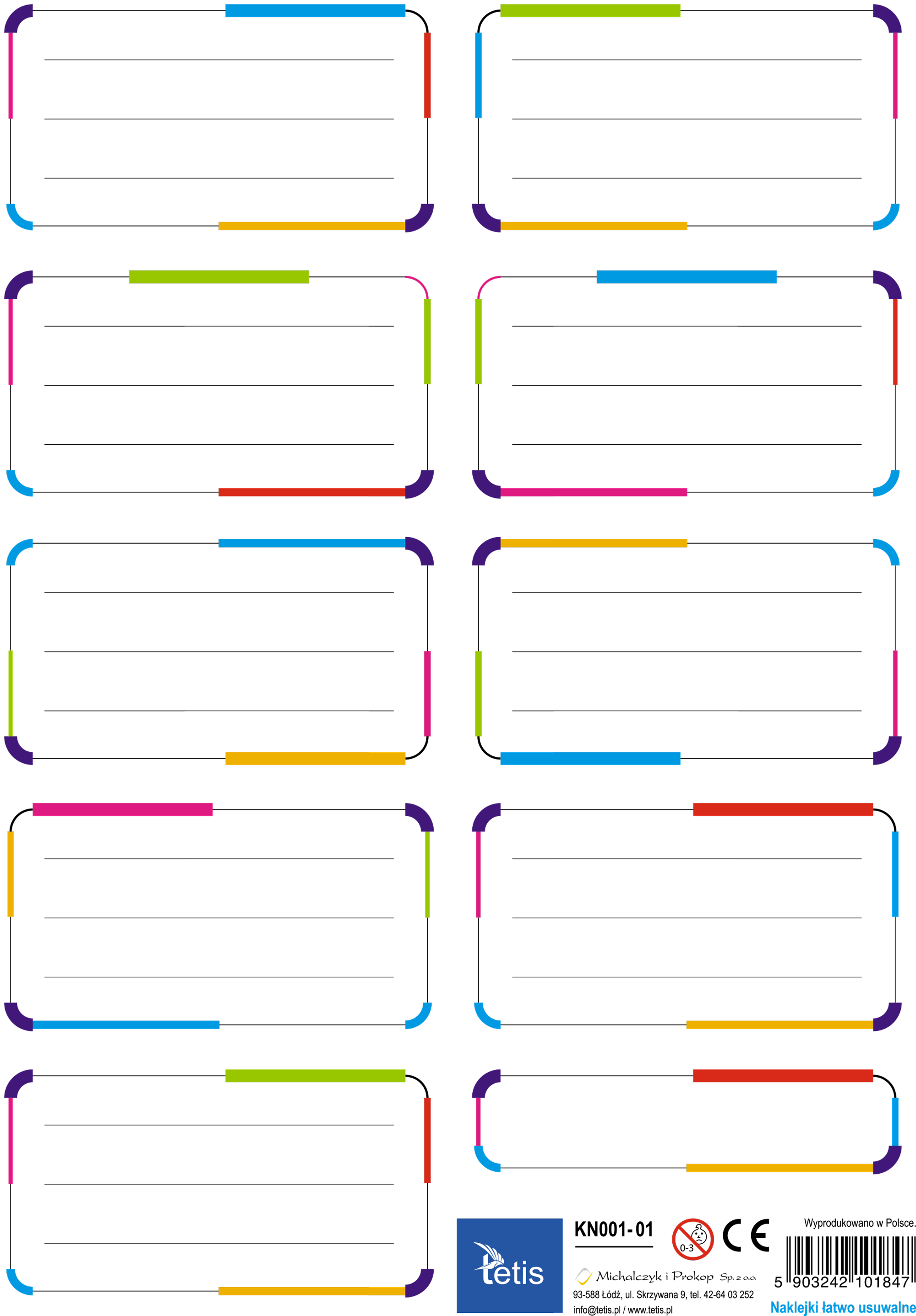 KN001 Naklejki na zeszyty